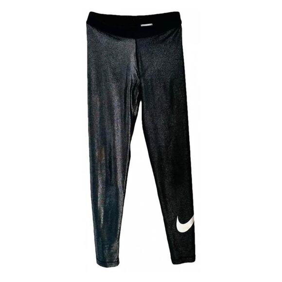 NIKE PRO Silver Sparkle DriFit Mid Rise Leggings Tights Running Gym Yoga Pants S - Picture 15 of 16